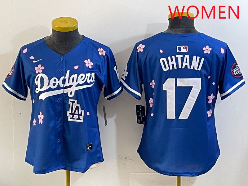 Women Los Angeles Dodgers #17 Ohtani Blue Sakura Edition 2025 Nike MLB Jersey style 9